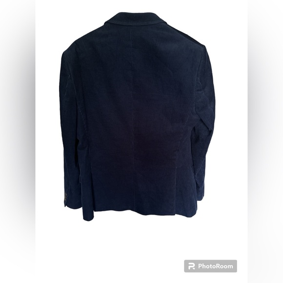 Men retro blue blazer corduroy jacket - Picture 2 of 11